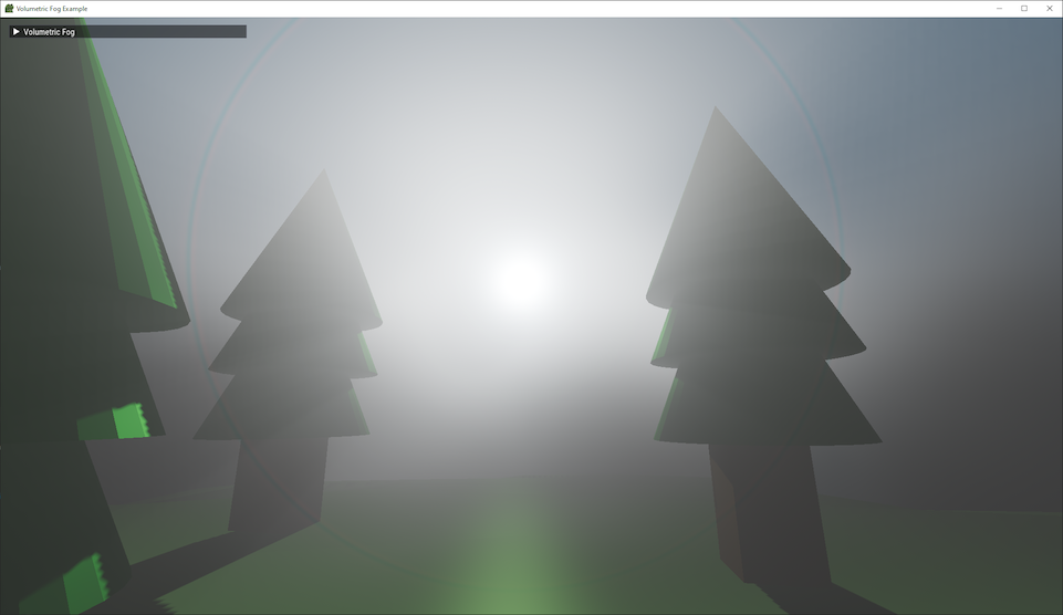 Render of a foggy scene looking towards the sun