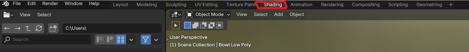 Shading Tab