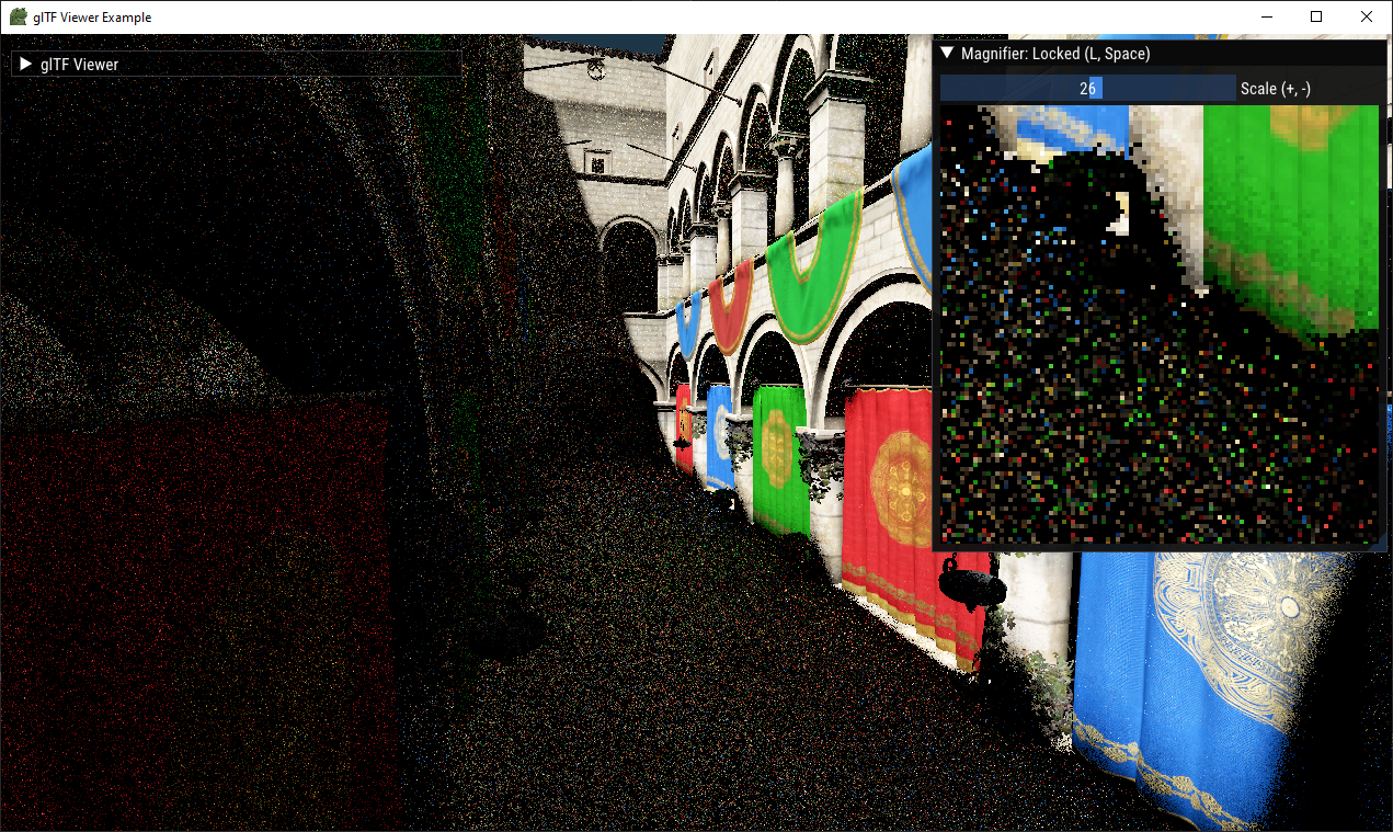 Sponza scene with noisy indirect lighting.